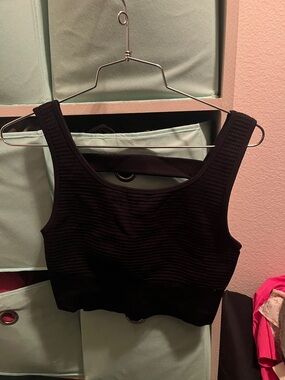 Yogalicious black Textured Waffle Crop Tank